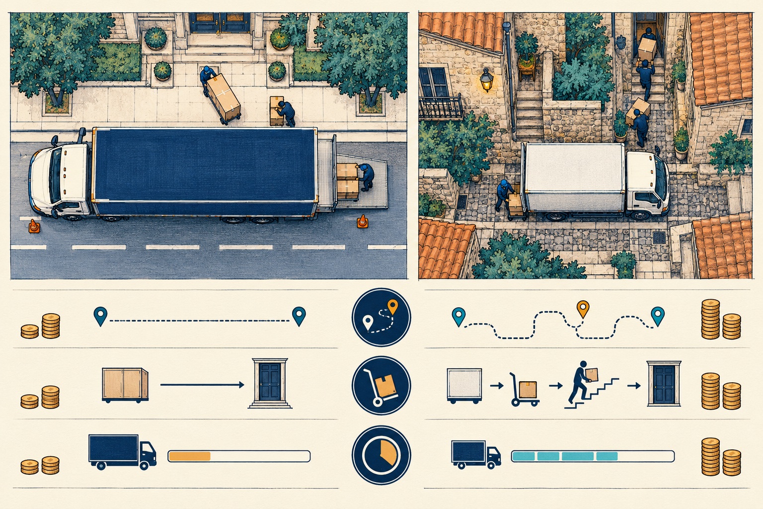 Second original illustration for How to Compare a Moving Shuttle Service With Direct Truck Access