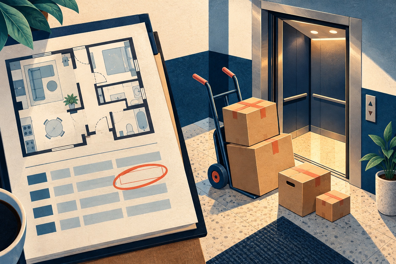 Second original illustration for How an Elevator Reservation Can Affect a Moving-Service Quote