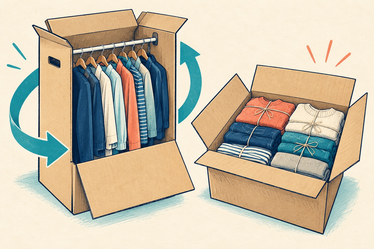 Second original illustration for How to Compare a Wardrobe-Box Service With Customer-Supplied Cartons