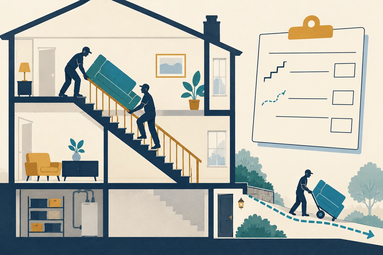 Second original illustration for When a Moving Quote Should List a Special Stair Carry Separately