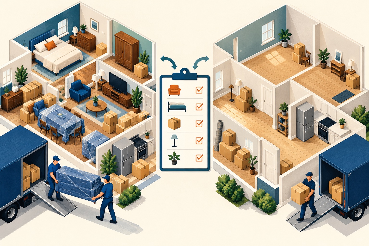 Second original illustration for How to Compare Moving Service for a Furnished and an Unfurnished Home
